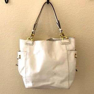 Coach White Alligator Print Bag